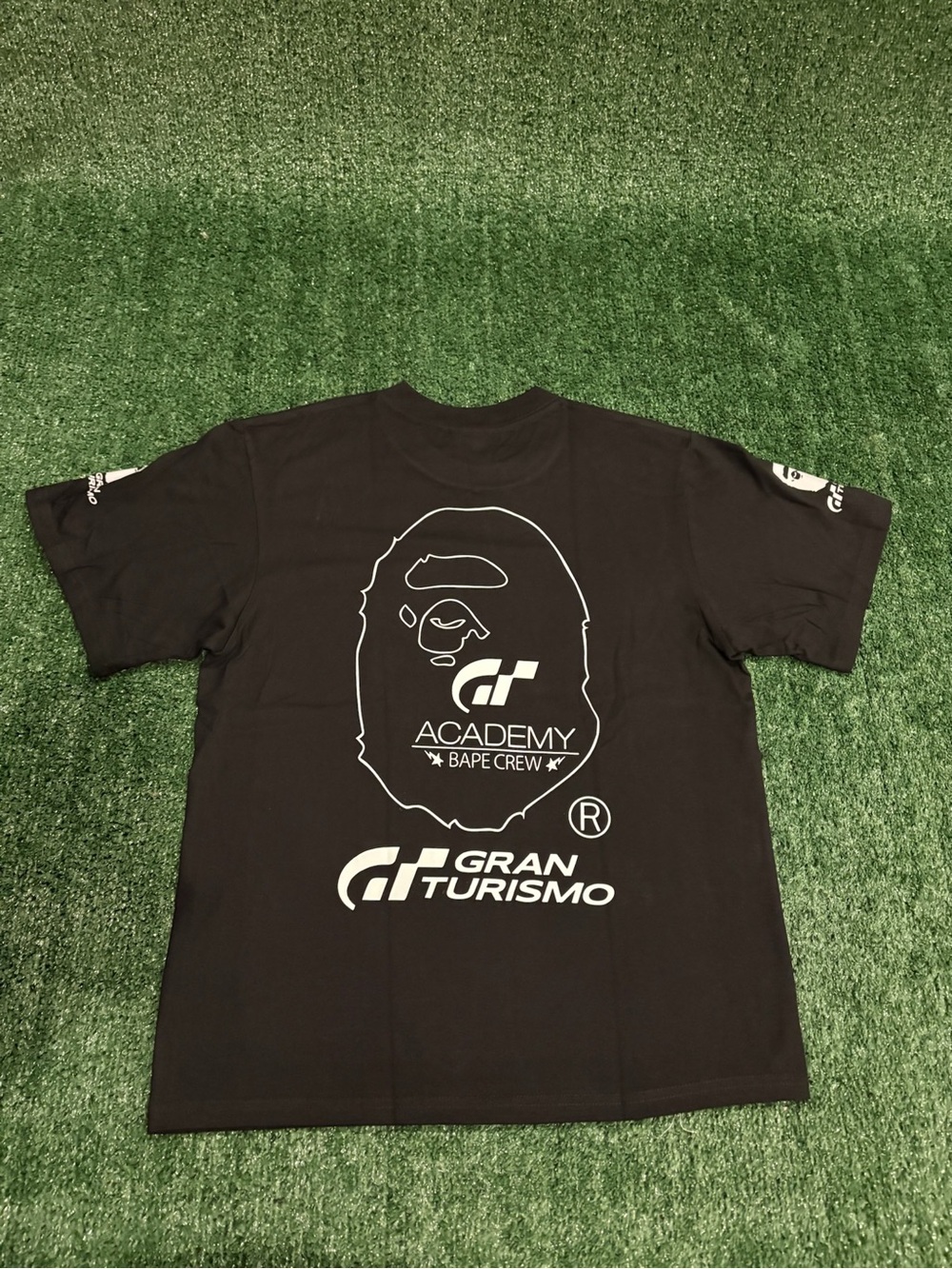 A Bathing Ape Black Short-Sleeve Tee with Red Stripe - Picture 2 of 7